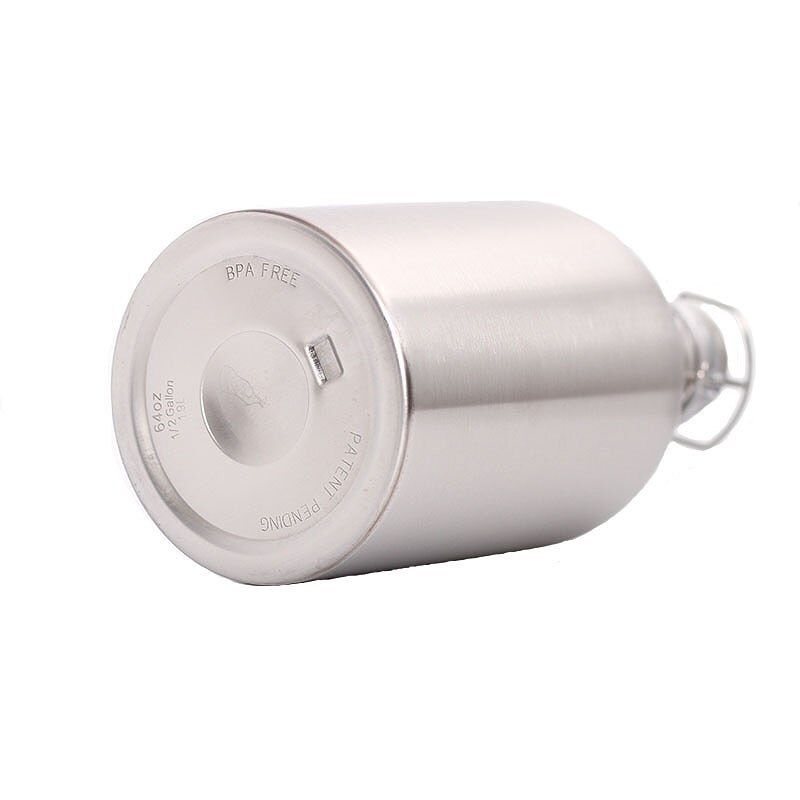 Barril de cerveza casero de acero inoxidable 2L, tapa abatible segura, botellas de cerveza de gran capacidad para exteriores