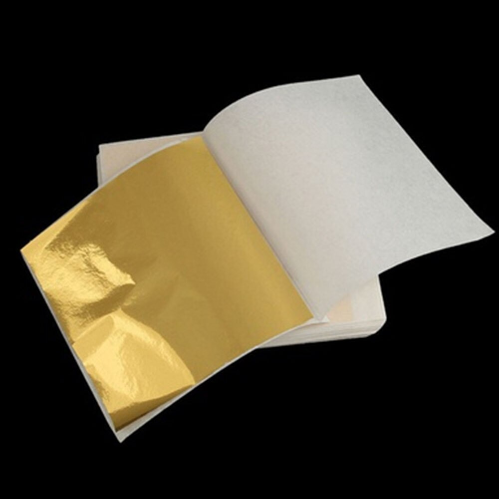 100X Imitation Gold Leaf Sheets Practical K Pure Shiny Gold Leaf For Art Crafts Framing Handicrafts Gilding Decoration