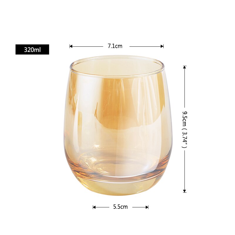 Gobelet à eau en verre, artisanal rond, plaqué or, verre à vin, grande capacité, verres à jus, whisky, Vodka, pour Bar et Restaurant: 320ML