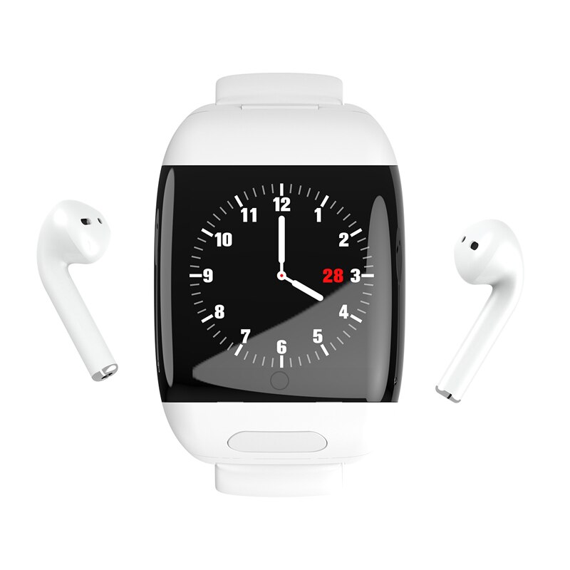 Draadloze Bluetooth Stereo Oordopjes Hartslagmeter Sport Headset En Horloge Combo Voor Ios Android: White