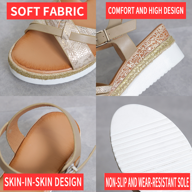 Zomer Sleehak Sandalen Voor Vrouwen Gesp Band Platform Rome Sandalen Vrouw Open Teen Dikke Bodem No-Slip Sandalias Mujer Plus Size