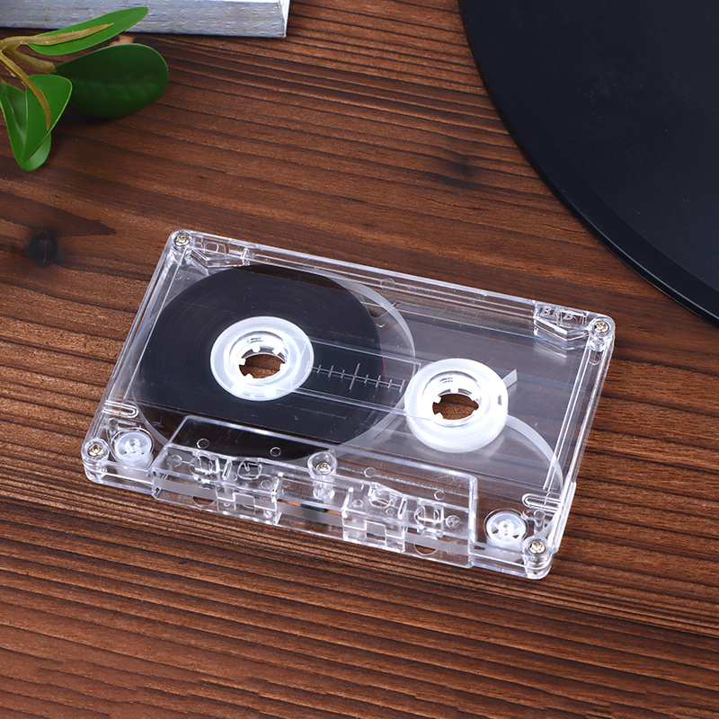 Reproductor de cinta en blanco de Color Cassette estándar con caja de almacenamiento transparente de cinta de Audio magnética de 45/60/90 minutos para grabación de música de voz: Amarillo claro