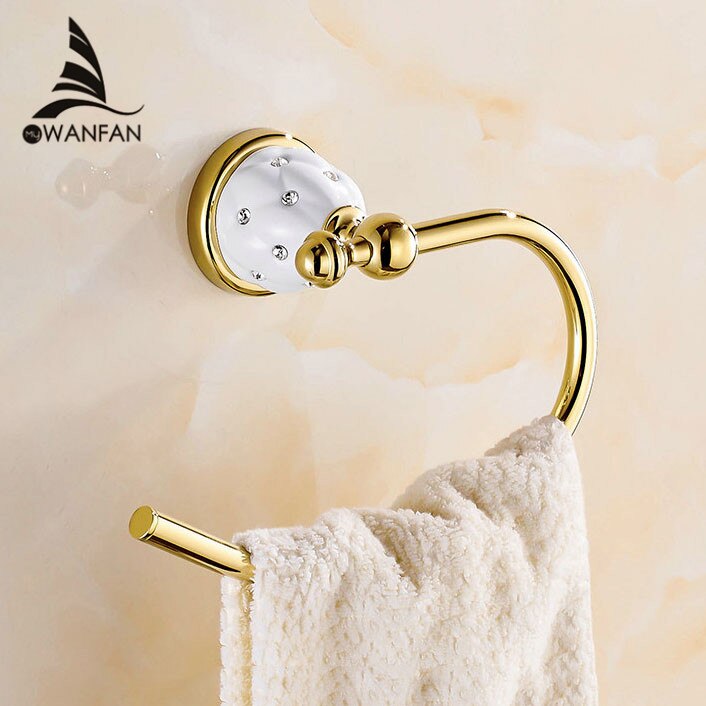 gullig lavendel Orientalsk Håndklæde ringe massiv messing guld håndklædeholder badehylde  håndklædeholder bøjler luksus badeværelse tilbehør vægmonteret  håndklædestang 5207 – Grandado