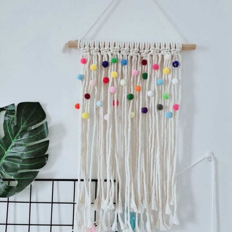 Tapiz de macramé colorido, decoración de pared para cuarto de niños, decoración colgante para habitación, tapices bohemios, telón de fondo, arte de pared hecho a mano