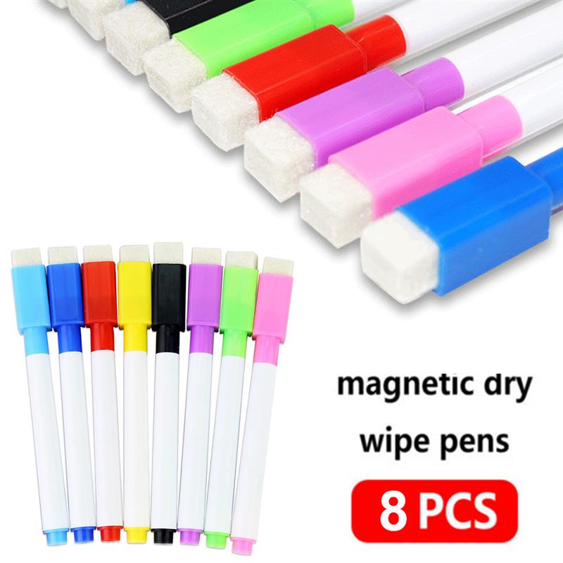 8colors Erasable magnetic White Board Marker Pen Whiteboard Marker Chalk Glass Ceramics Office School art marker colorful ink