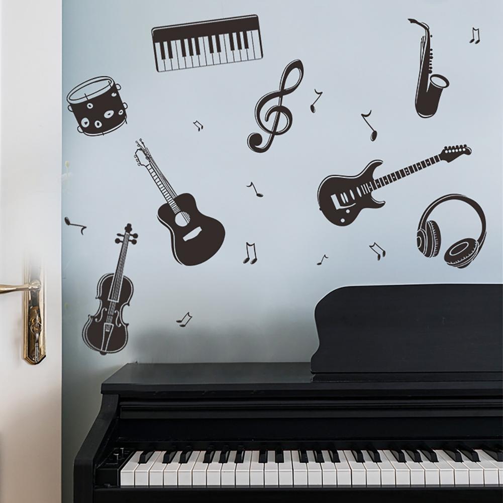 Wall Decal Musical Instrument Pattern Wall Stickers Self-adhesive PVC Window Decoration Wall Decal Sticker Home Decor