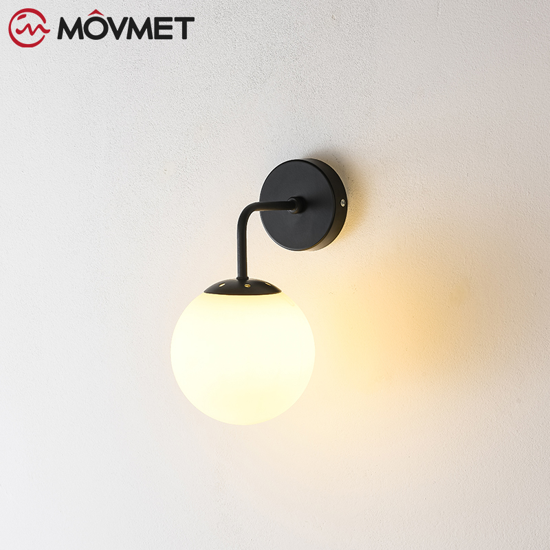 Nordisk led-væglampe glaskugle til stue sengelampe baggrundsvæg hotel soveværelse gang indendørs natlampe op og ned  e27