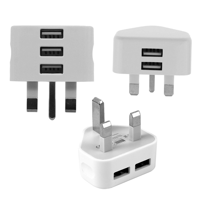 Uk Mains Wall 3 Pin Plug Adapter Oplader Power Usb-poorten Oplader Voor Mobiele Telefoons Tabletten