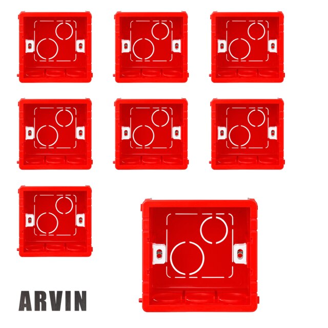 Boîte de montage réglable pour interrupteur mural, 3 couleurs, Cassette interne, 86mm x 83mm x 50mm pour interrupteur tactile de Type 86 et prise de courant: 8PCS RED