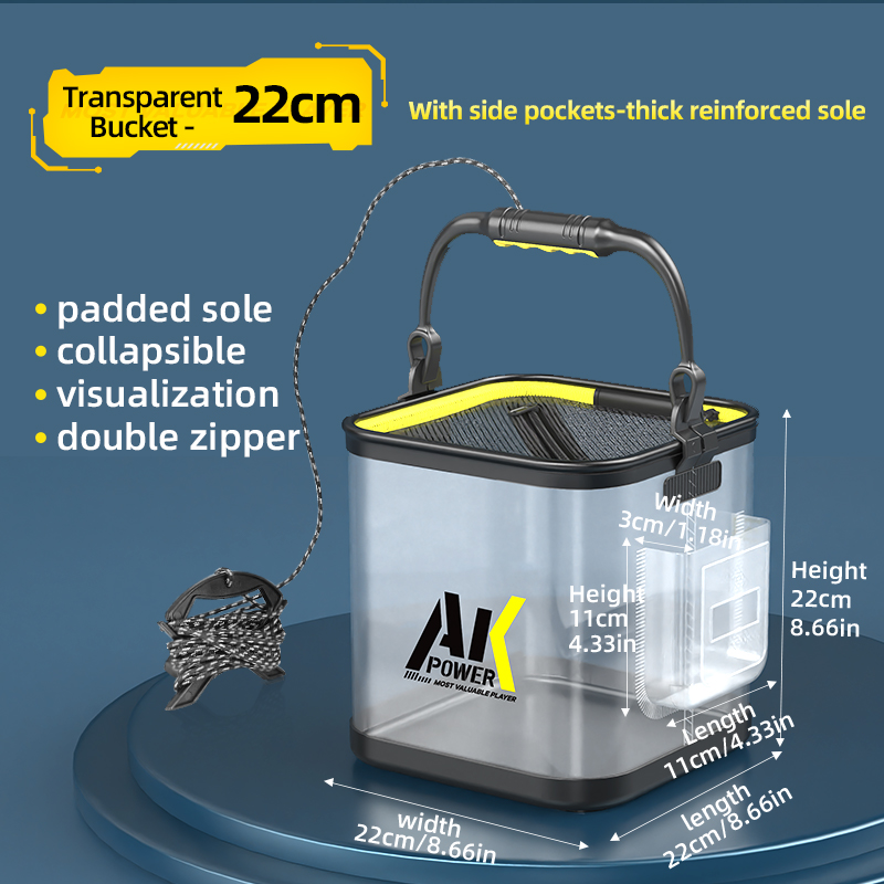 YUZHIYUAN Transparent Fishing Bucket Foldable Multifunctional Live Fish Container Fish Protection Bucket: WHITE