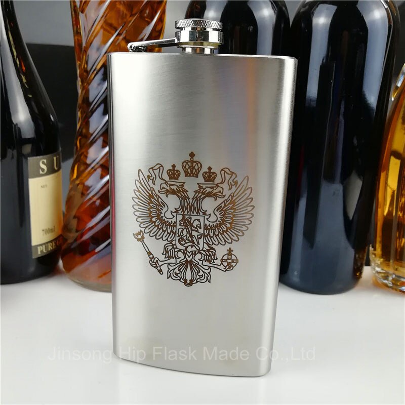 Lead -free 12oz whiskey flask stainless steel flask ,black and silver: silver