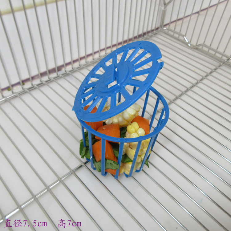 Bird Parrot Feeder Cage Fruit Vegetable Holder Cage Accessories Hanging Basket Container Toys Pet Parrot Feeder Cage Supplies: Default Title