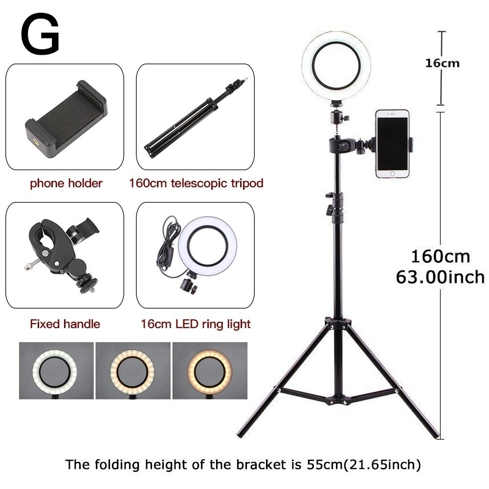 Anello di Luce Ha Condotto Le Luci 16/26 centimetri Anello di Luce con 50/160 centimetri Treppiede Luce Anello di Luce A Led con il Basamento Fotografia Selfie Anello di Luci: Size G