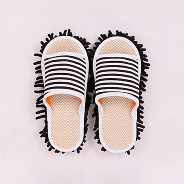 Chanclas para limpieza de suelo, accesorio para limpiar el pie, mopa, zapatos, herramienta de limpieza, 1 par: Black Stripe / S