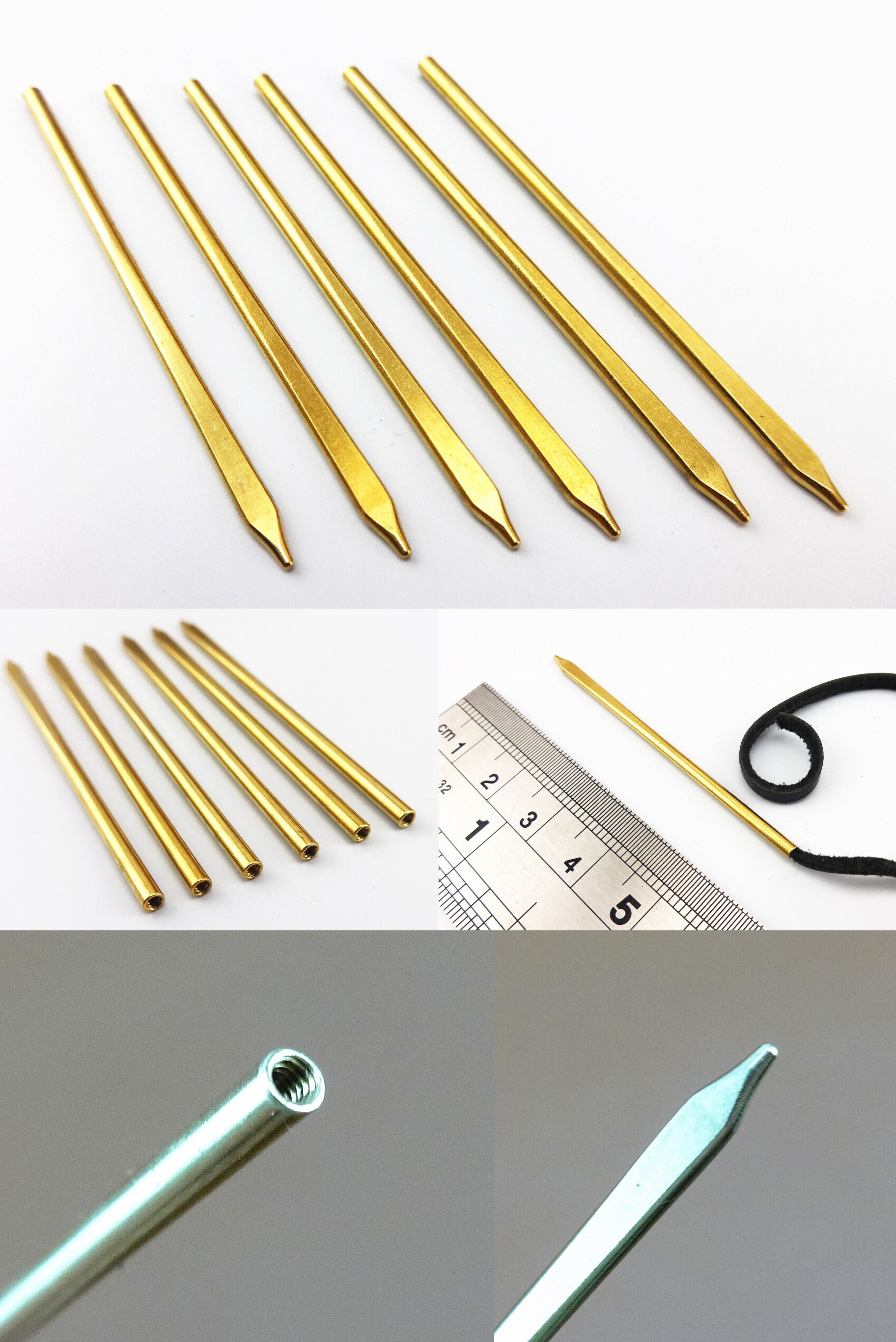4kinds Leather Craft Sewing Stitching Flat Lace Triangular Needles Tool Set Beveler Awl Slicker Burnisher Polisher Button Stamp