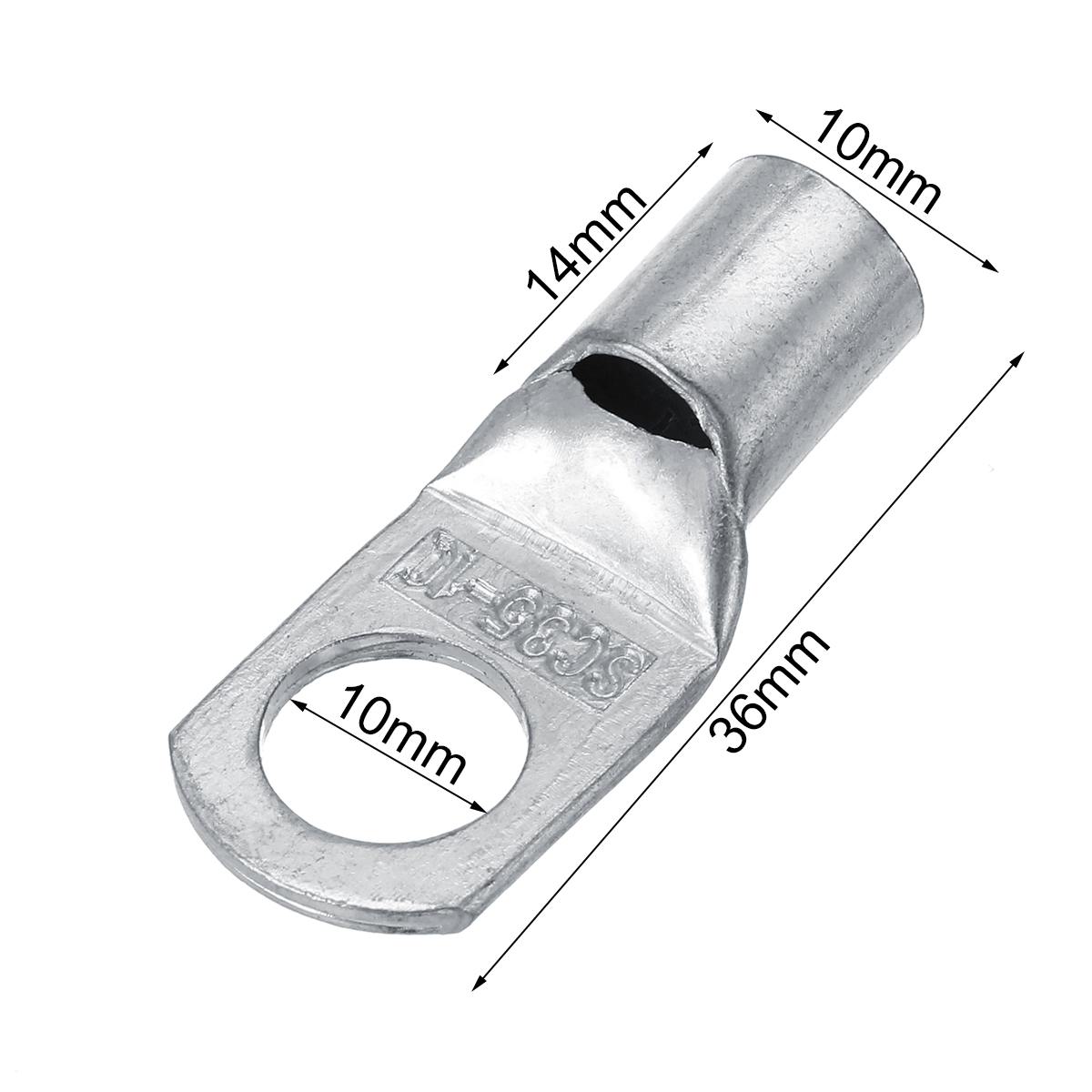 12 stuks Koperen Kabel Lugs Set Terminal SC35-10 Draad Connector 2 AWG Gat 10mm Vertind Zilver Koper Terminals Kit connectors