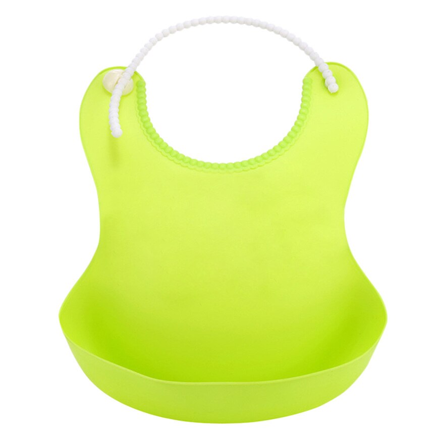 Cute Kid Infant Bibs Baby Soft Silicone Bib Waterproof Saliva Dripping Bibs solid color stereo bib silicone children meal pocket: Green