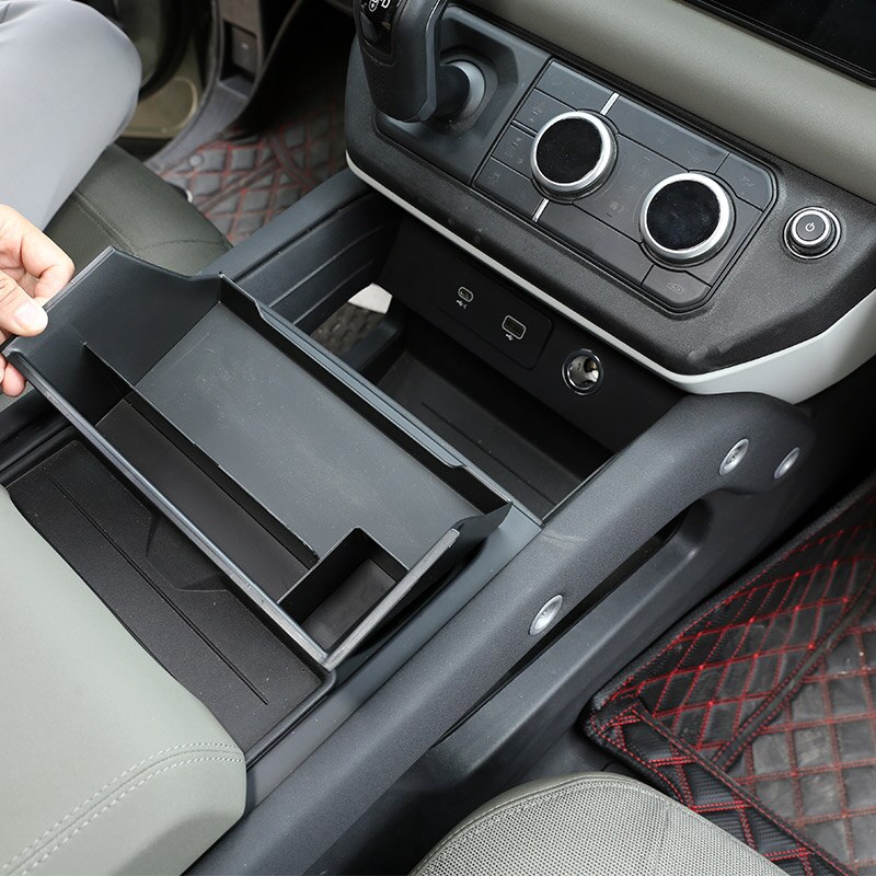 ! Black ABS For Land Rover Defender 110 Car Styling ABS Black Car Central Storage Box Phone Box Car Accessories