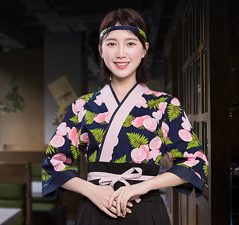 Japanese style Food Service Clothing Woman Sushi Chef Jacket Chef Work Uniform Cook suit female Japanese kimono