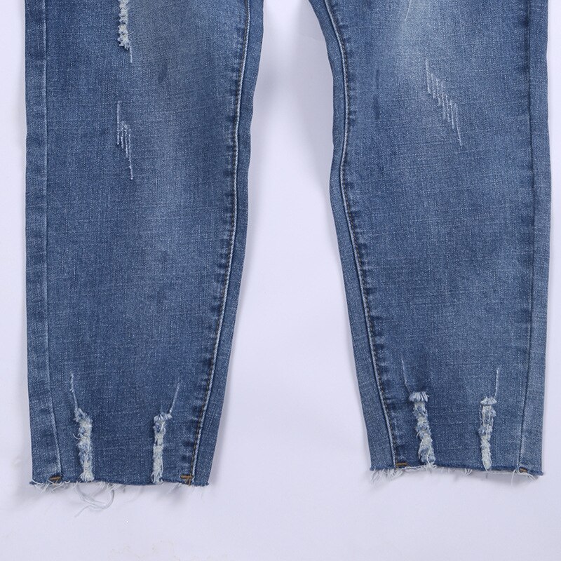 Zerrissenen Jeans Für Frauen Hohe Taille Plus Größe Kordelzug verlieren Denim Pluderhosen Femme 5xl 6xl 7XL 130kg
