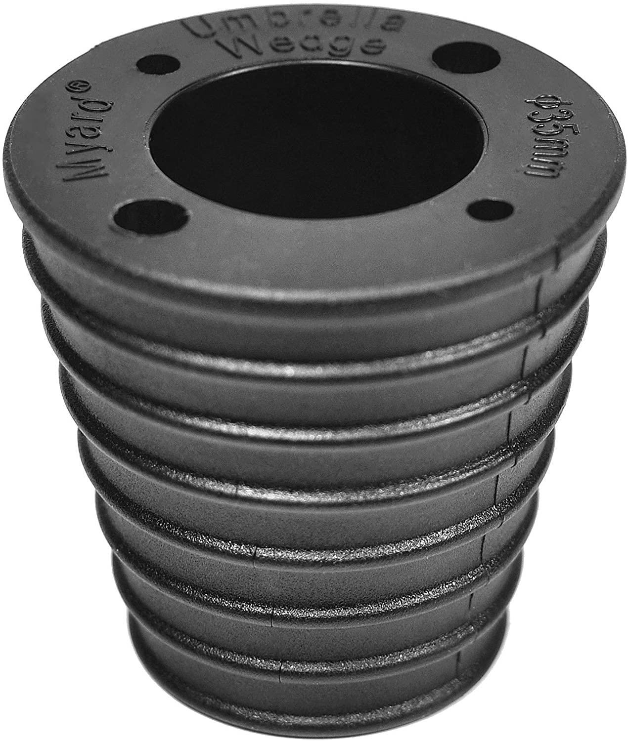 Myard paraply kegle kile til terrassebord hulåbning eller base 1.8 to 2.4 tommer, paraply stang diameter 1 1/2 med 4 huller: Sort 35mm