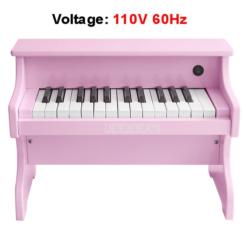 Teclado electrónico de 25 teclas para niños, Piano eléctrico de madera, instrumentos musicales, juguete educativo, de cumpleaños, ESM-2518: pink 110V