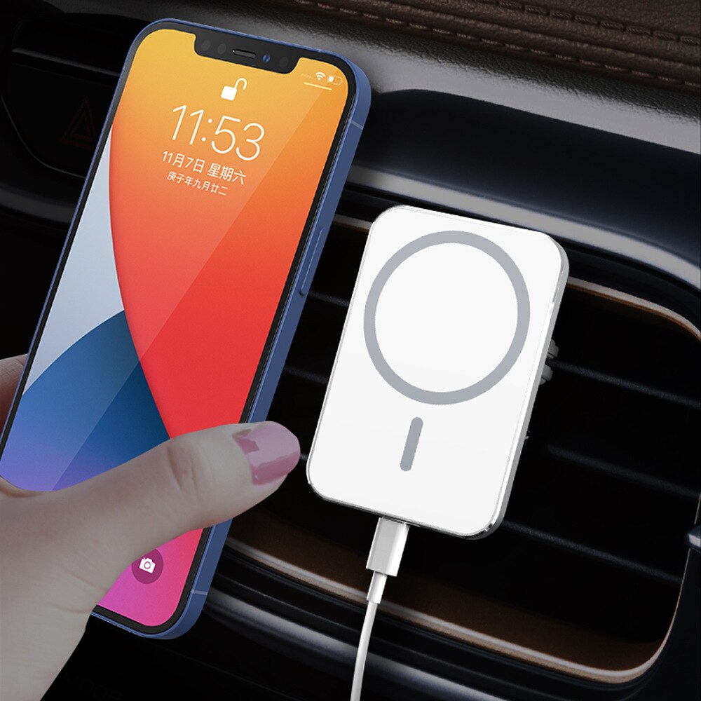 15W Draadloze Auto Magnetische Veilige Oplader Airvent Mount Magneet Adsorbeerbare Telefoon Aluminium Auto Houder Voor Iphone 12 Pro Max 12 Mini