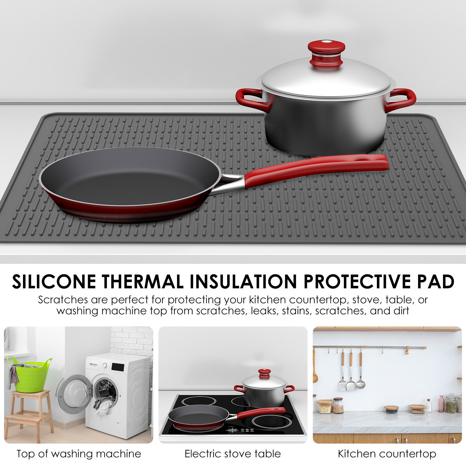 Silicone Dish Drying Mat Heat Resistant Dish Drainer Mat for Kitchen Counter Sink Refrigerator or Drawer liner Cooktop Protector