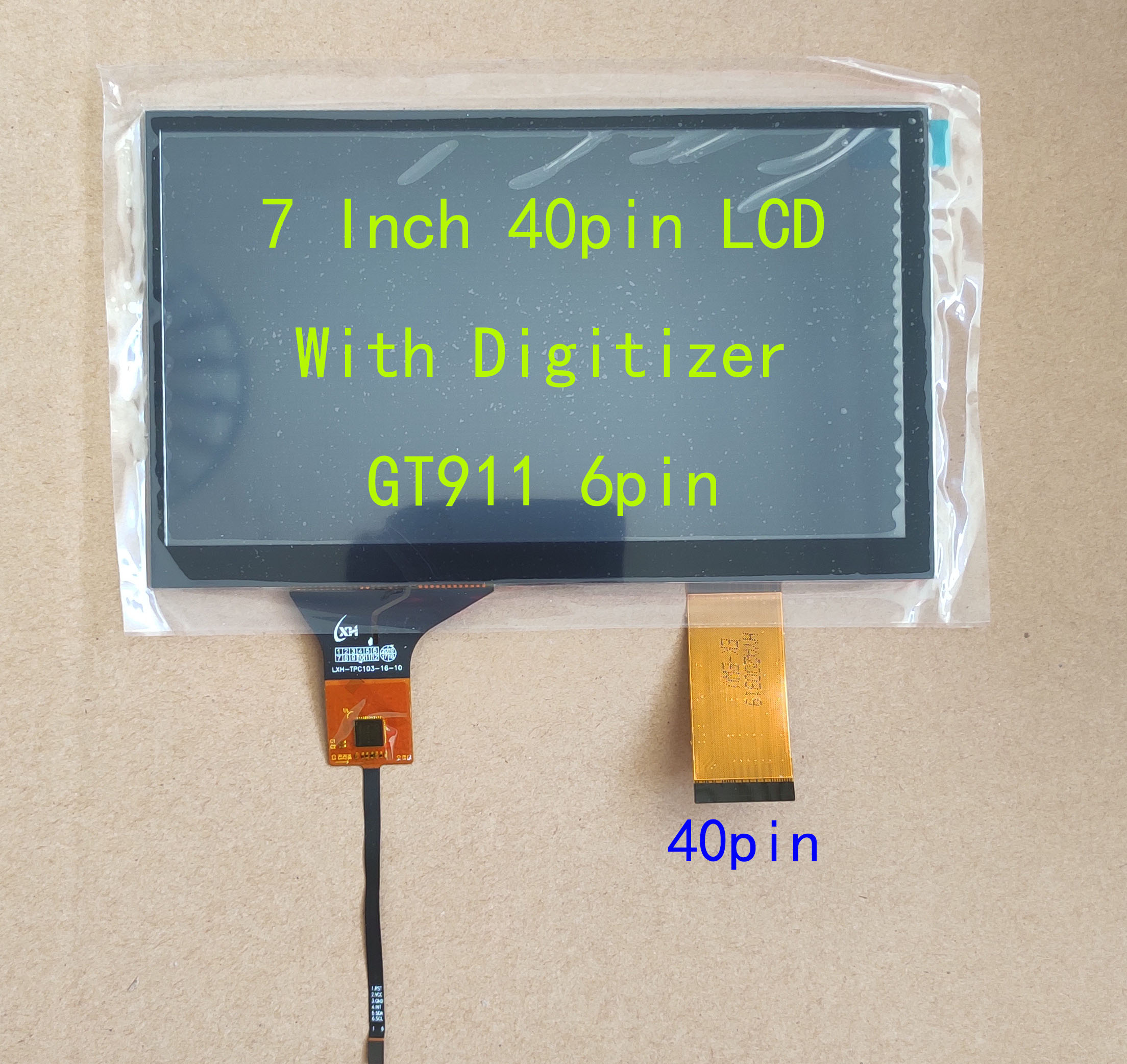 Pantalla LCD de 7 pulgadas para navegación de coche Universal, 40 Pines, 1024x600, con pantalla táctil capacitiva, 165x100mm, ultrafina, 3,5 MM, GT911, 6 pines: B