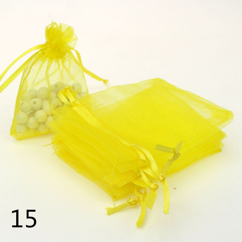 7x9CM Sheer Organza Bags Drawable Jewelry Pouch Packaging Bag Candy Bag for Wedding Prom Party Decor 50pcs/set: 15