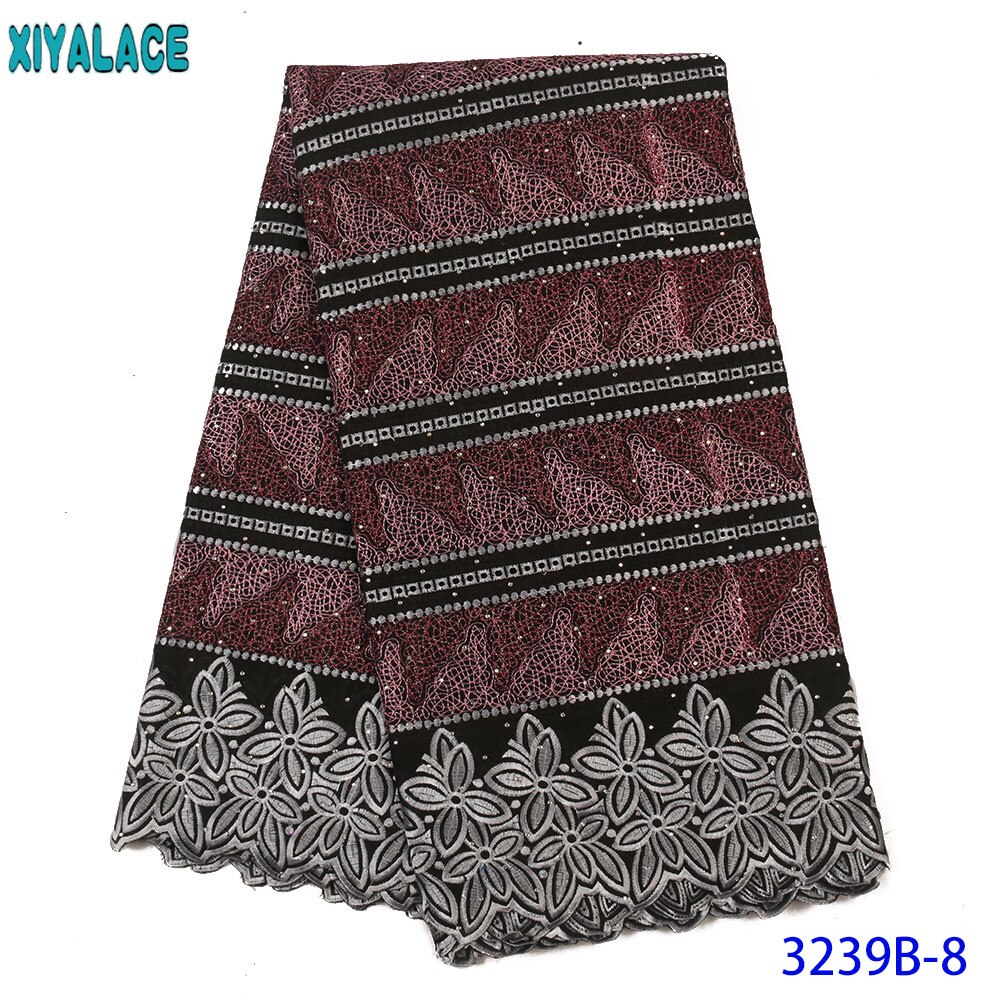 African Dry Cotton Lace Fabrics Embroidery Lace Swiss Voile Lace Stone Swiss Voile Lace In Switzerland KS3239B: picture 8