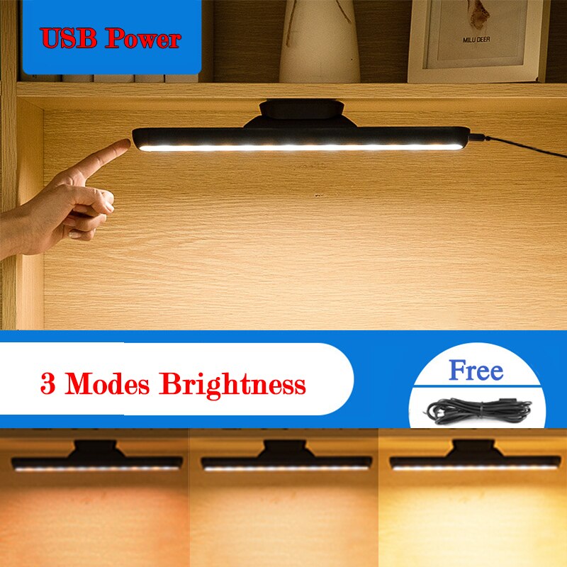 2 in 1 Use Portable Emergency Lamp Touch Switch Stepless Dimming LED Light USB Rechargeable Hanging Magnetic Kitchen Night Lamps: USB POWER