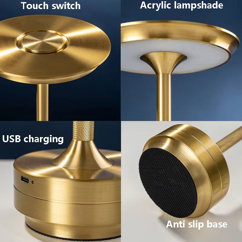 USB oplaadbare tafellamp, aluminium restaurantbar tafellamp, dimmende sfeer aanraakschakelaar, decoratieve draagbare tafellamp