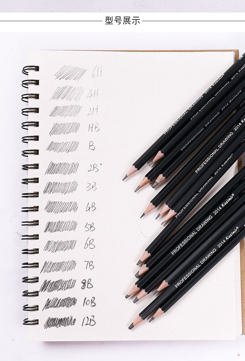 Kasimir Mix Hardheid Schets Potlood 14 Stks/set 6H 4H 2H B Hb 2B 3B 4B 5B 6B 7B 8B 10B 12B Potlood