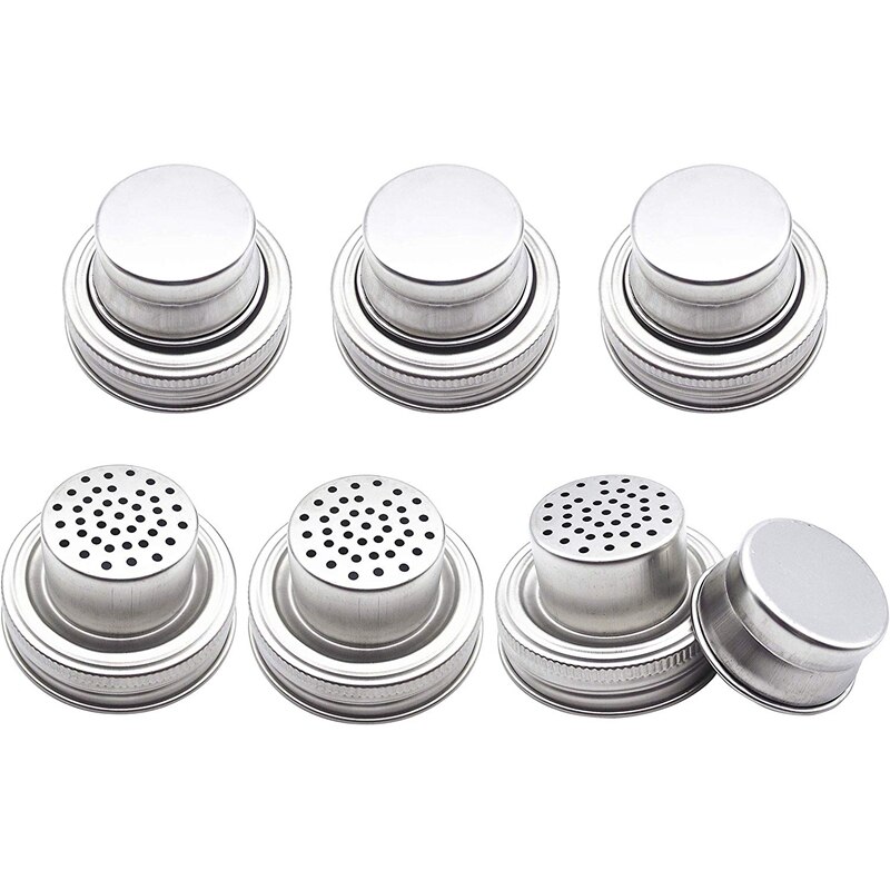 BESTMason Jar Lids,Cocktail Shaker Lid Spice Shaker Lid Salt Pepper Shakers Lids with Silicone Seals for Regular Mouth Mason Jar