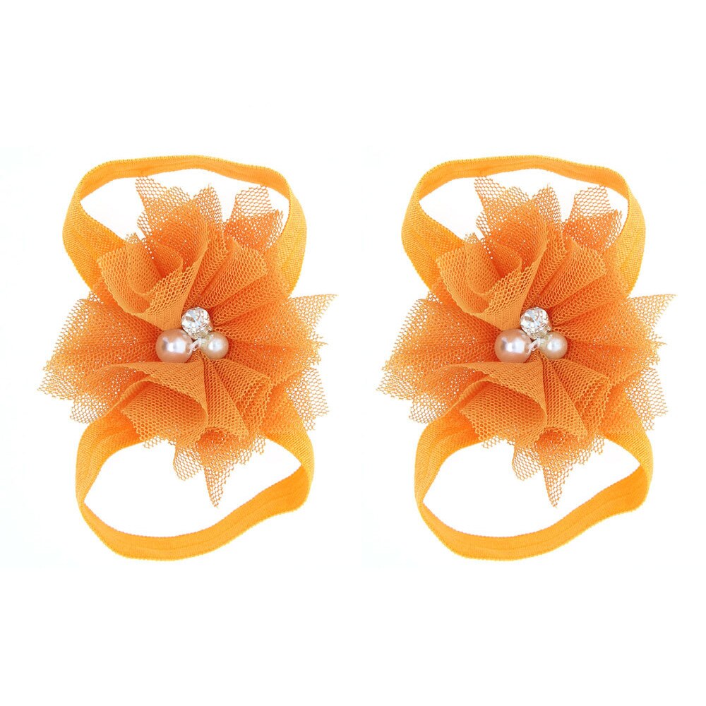 2PCS Baby foot Flower Headband Baby Girls Barefoot Sandals Hair Foot Accessories Elastic Foot Decoration Kids: 8