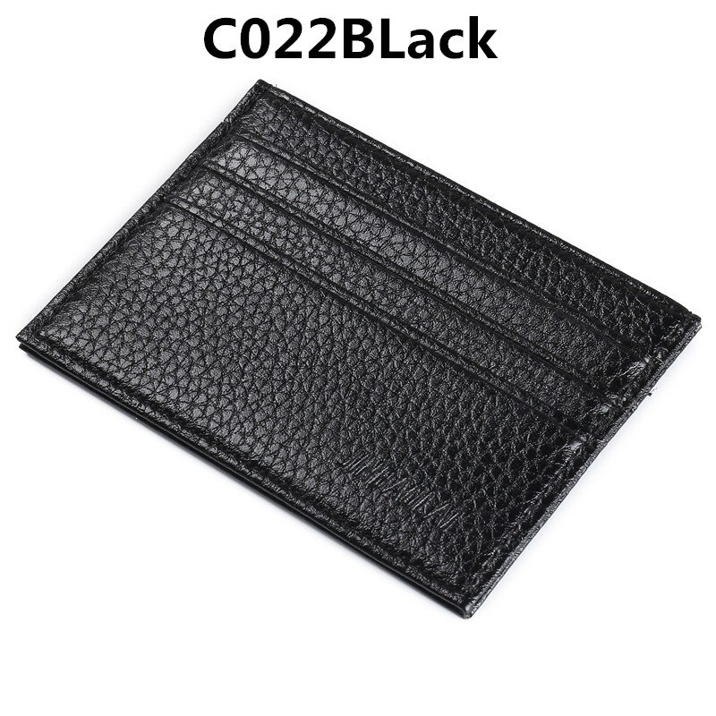 Men Slim Soft Business Credit Card Holder PU Leather Vintage Wallet Retro Texture Mini ID Holders Black Bank Case Purse: C022BLack