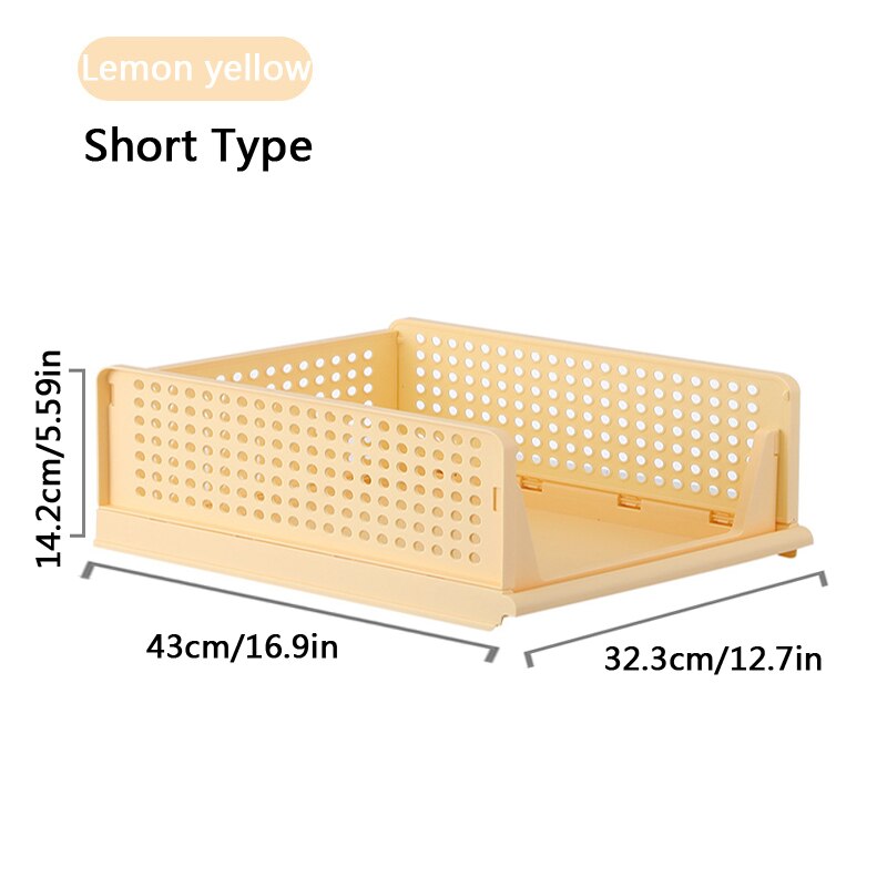 Detachable Clothes Organizer Wardrobe Partition Board Rack Drawer Clothes Storage Box Bedroom Multi-Layer Stackable Storage Rack: LemonYellow Short