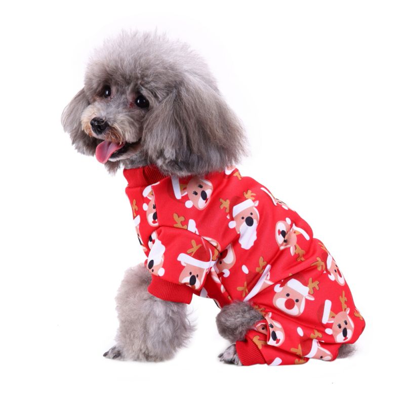 Kæledyr hundetøj jule snemand mønster hund jumpsuit julemanden elg tøj julebeklædning til kattekillinger