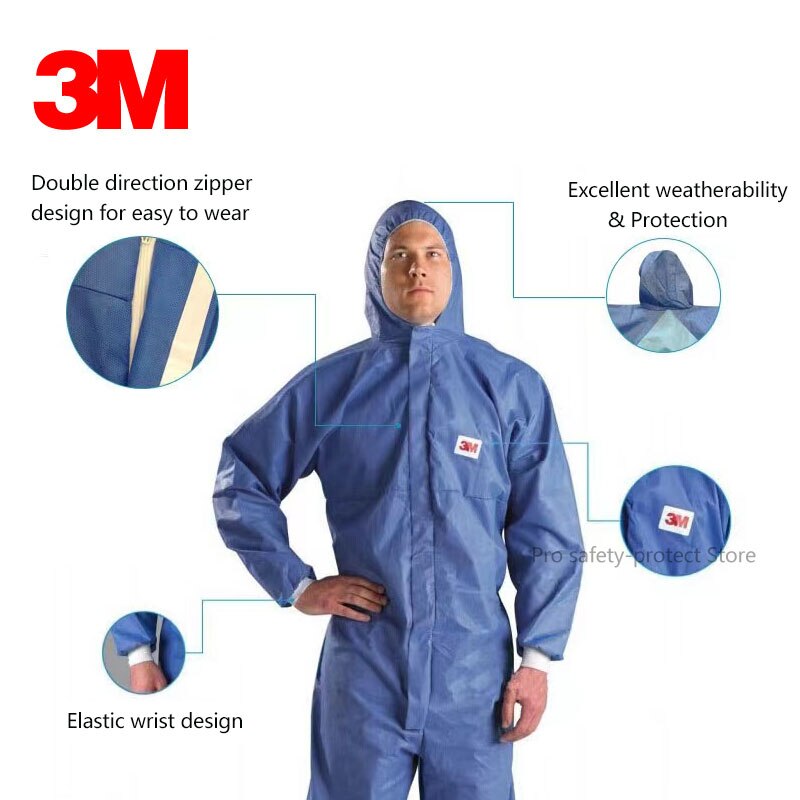 3M Beschermende Overall Cleanroom 4532 Hooded Pak Elastische Taille Kleding Anti Statische Anti Chemische Bescherming Type5/6 M/L/Xl/Xxl