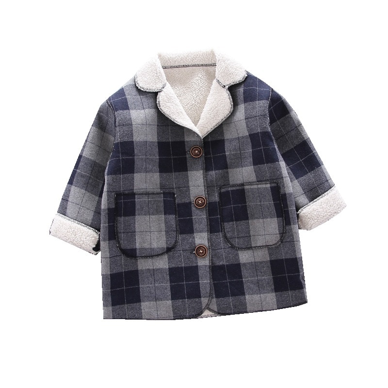 Spring Autumn Kids Gentlemanly Costume Children Boys Girl Cotton Jacket Toddler Casual Clothes Infant Plaid Clothing