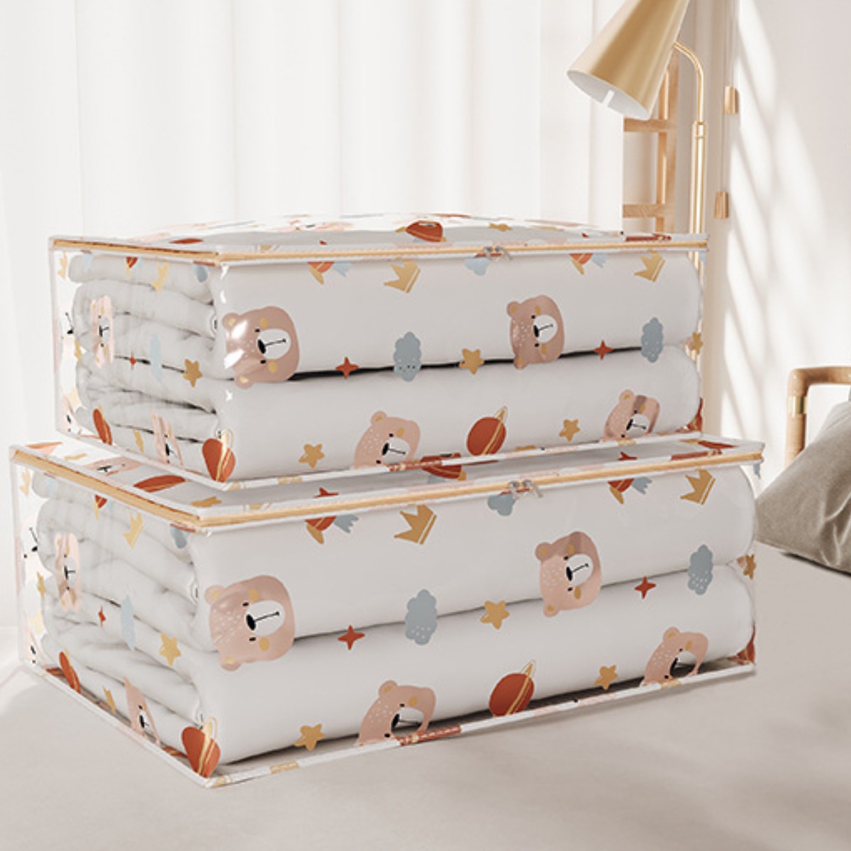 Caja de almacenamiento para parte inferior de cama, colcha de ropa plegable gruesa, bolsa de almacenamiento organizadora de artículos diversos para juguetes y polvo para el hogar