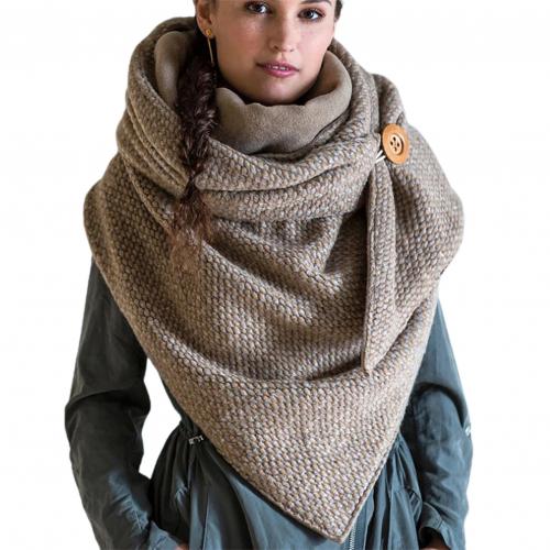 Scarf Women Women Accessories Unisex Winter Solid Color Button Soft Neck Wrap Thick Warm Scarf Shawl: Khaki