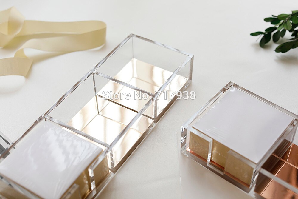 acrylic notes box transparent transparent metal lattice office stationery Office supplies set Triple Desk Sorter (3 in 1)