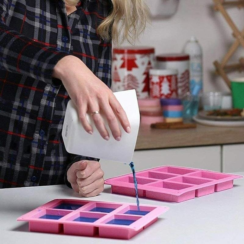 6 hålighet silikon tvål form vanlig grundläggande rektangel mögel handgjord för hushålls tvål tillverkning  l9 o 6