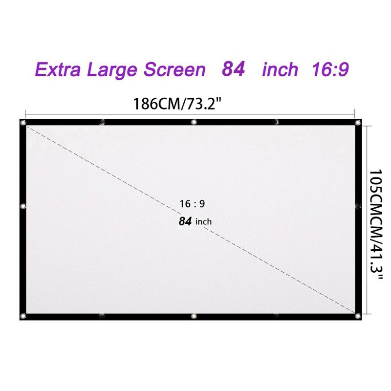 Computer Covers Projector Screen 120 Inch 16:9 HD Folding Indoor Outdoor Movie Screen Gaming Office Home Cinema Projector Screen: 84 inches