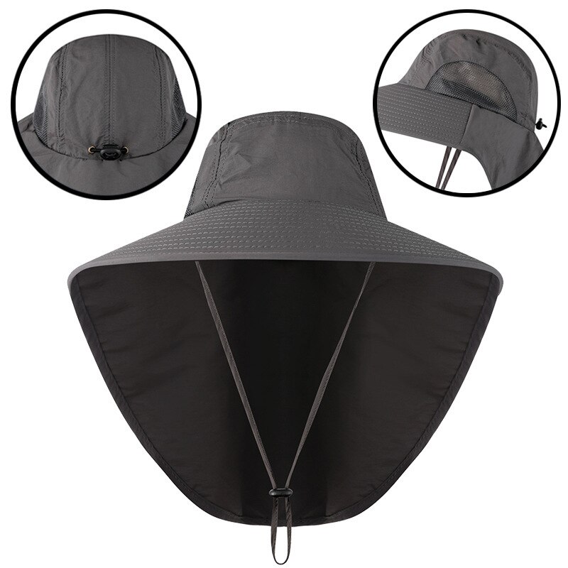Chapeau de Protection contre les UV pour le cou, casquette de Protection solaire à large bord, pour voyage, Camping, randonnée, bateau: Dark Gray