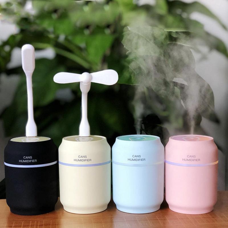 Car air freshener Cans Cup Humidifier 3 in 1 Ultrasonic Air Purifier USB Fan Portable With LED Light Office Home Mist Maker