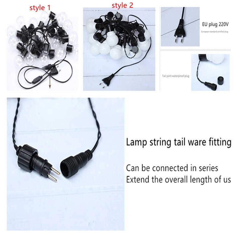 10/5M 220V LED Globus Soffitte Schnur Lichter Wasserdicht Fee Licht Weihnachten draussen Heimat Dekoration Garten girlande Hochzeit