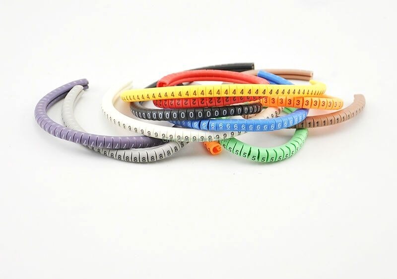 1000 Stuks 0 tot 9 nummer Kabel Draad Marker 18 AWG-12 AWG EC-1 2.5mm2